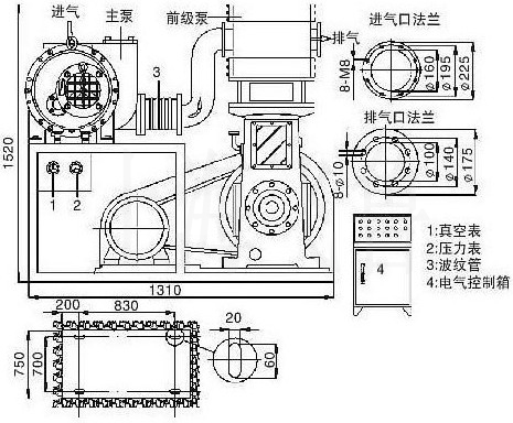 羅茨往復(fù)真空機(jī)組結(jié)構(gòu)圖