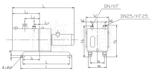 2XZ型旋片式真空泵外形及安裝尺寸